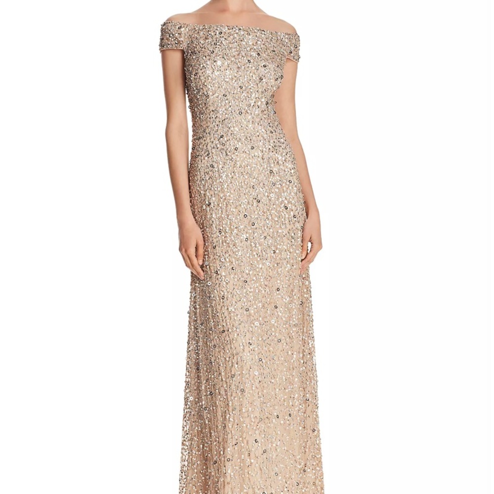 Adrainna Papel sequin crunchy champagne/nude dress size 8 tailored for a size 6